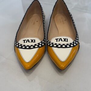 Kate Spade Yellow and White Taxi Flats